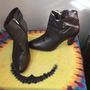 Brown heeled Anne Klein booties